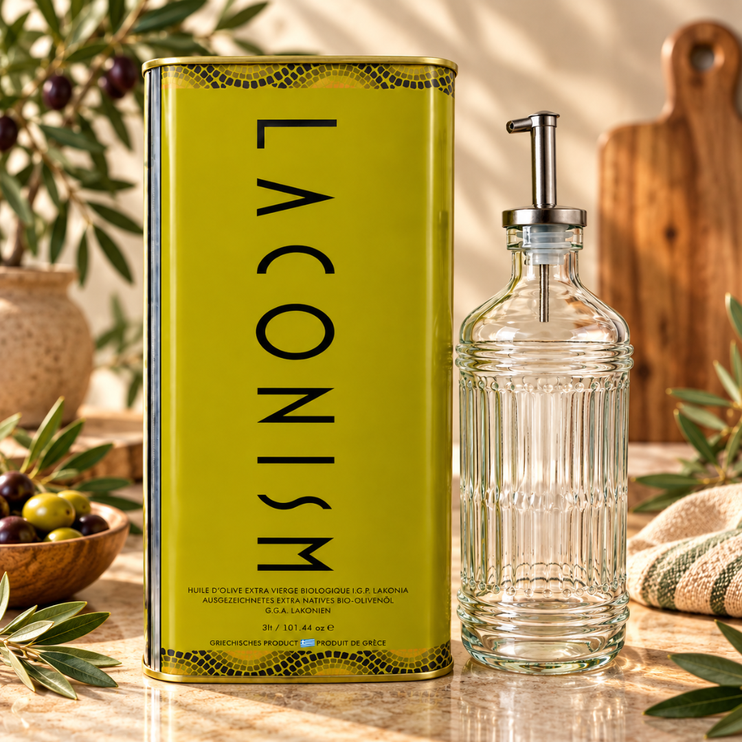 3 liter Biologische laconism olijfolie met schenk fles