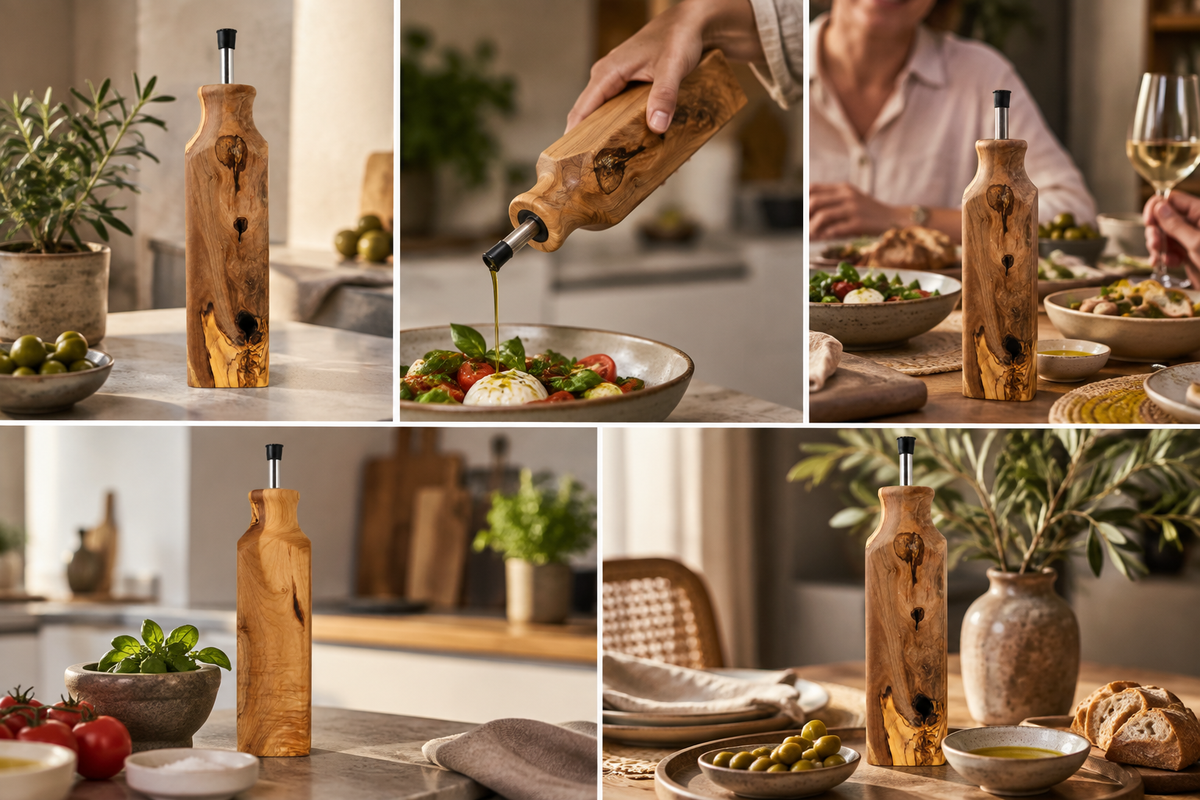 schenkfles van echt olijfhout — 250 ml